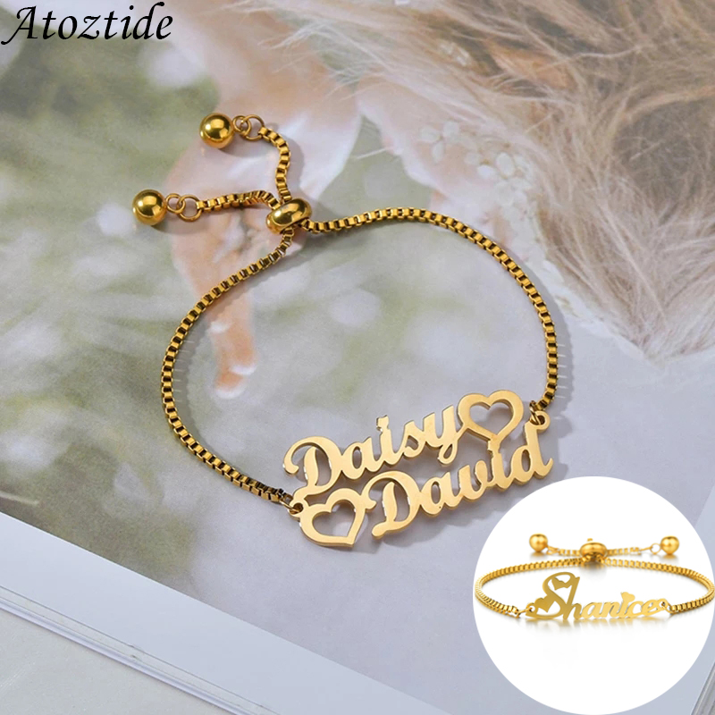 Women Accessories Gift Box - Atoztide Custom 1-2 Names Bracelet Stainless