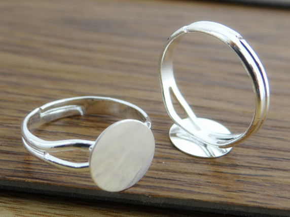 Ring Set Adjustable - 6/8/10/12mm 10pcs Silver Plated Bronze Brass