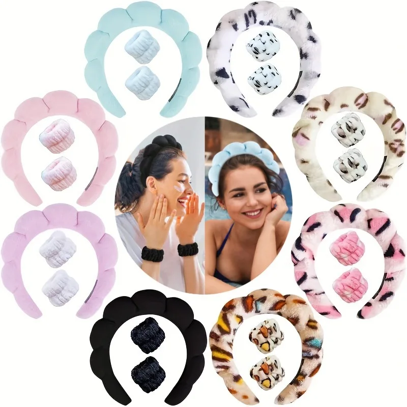 Women Accessories Combo - 3Pcs/set Makeup Headband Puffy Sponge Spa