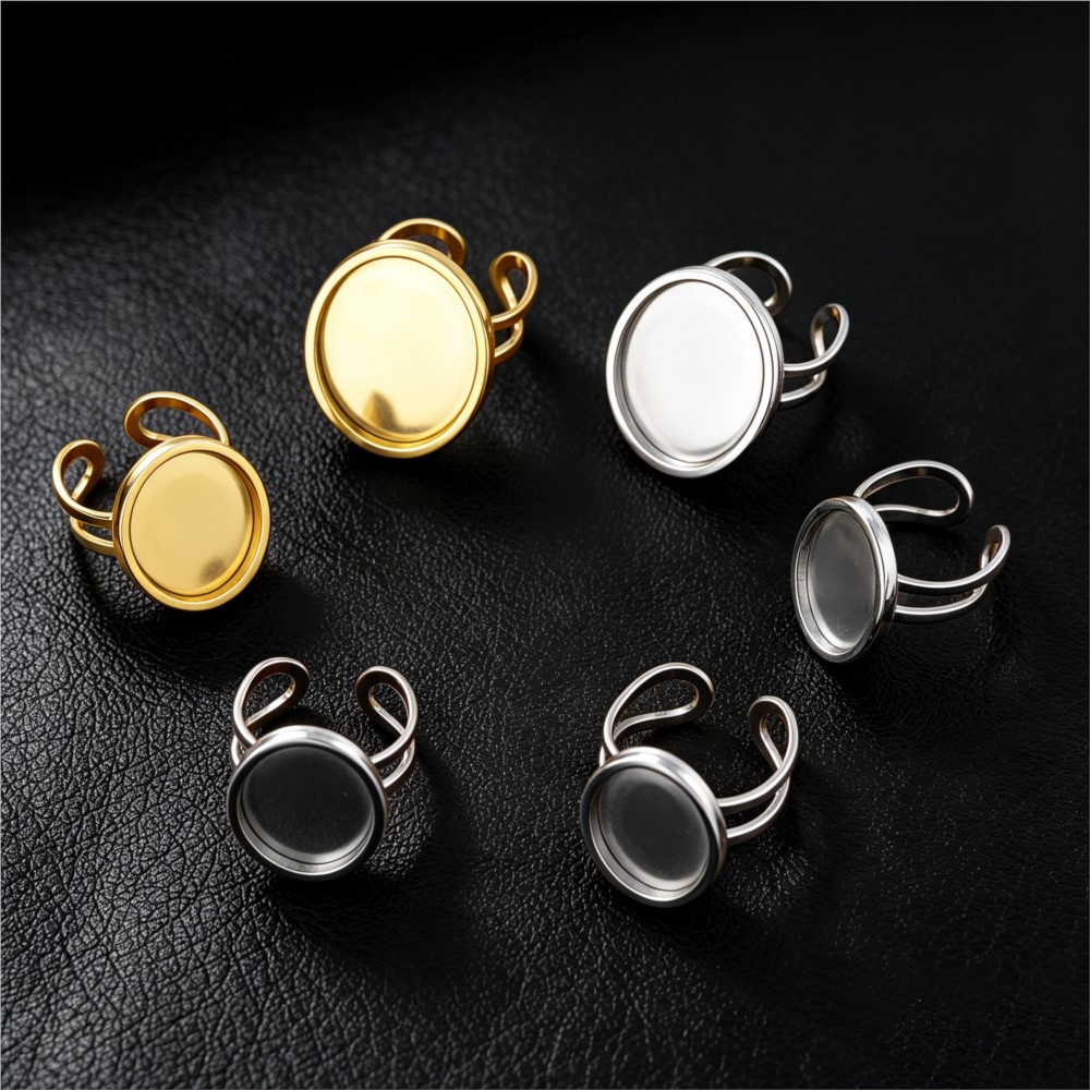 2pcs Stainless Steel Square Fl - огляд і ціна Ring Set Adjustable