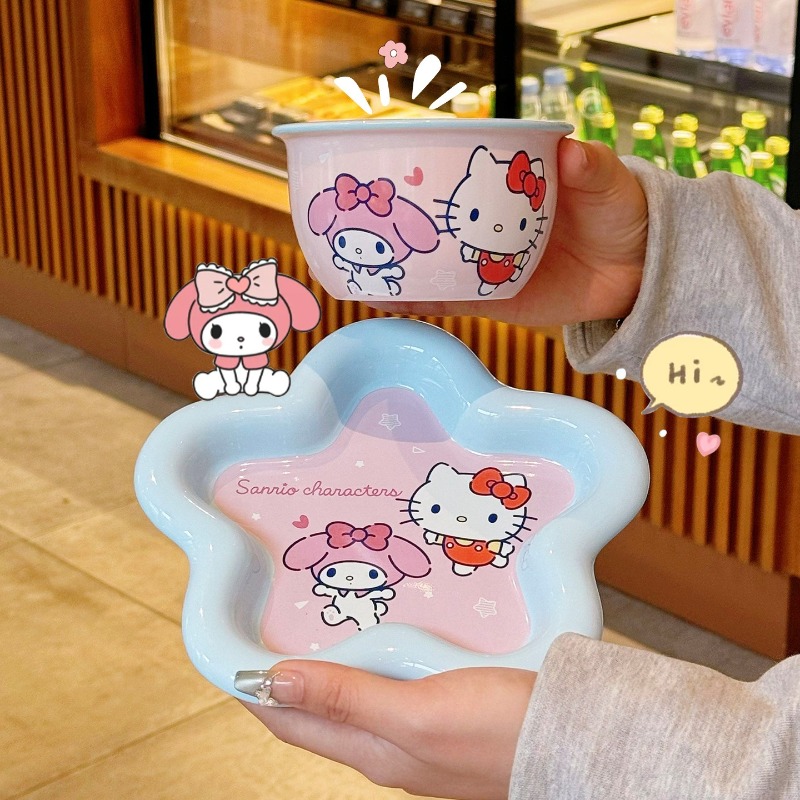 Cartoon Cat Print Ceramic Dinn - огляд і ціна Women Accessories Combo