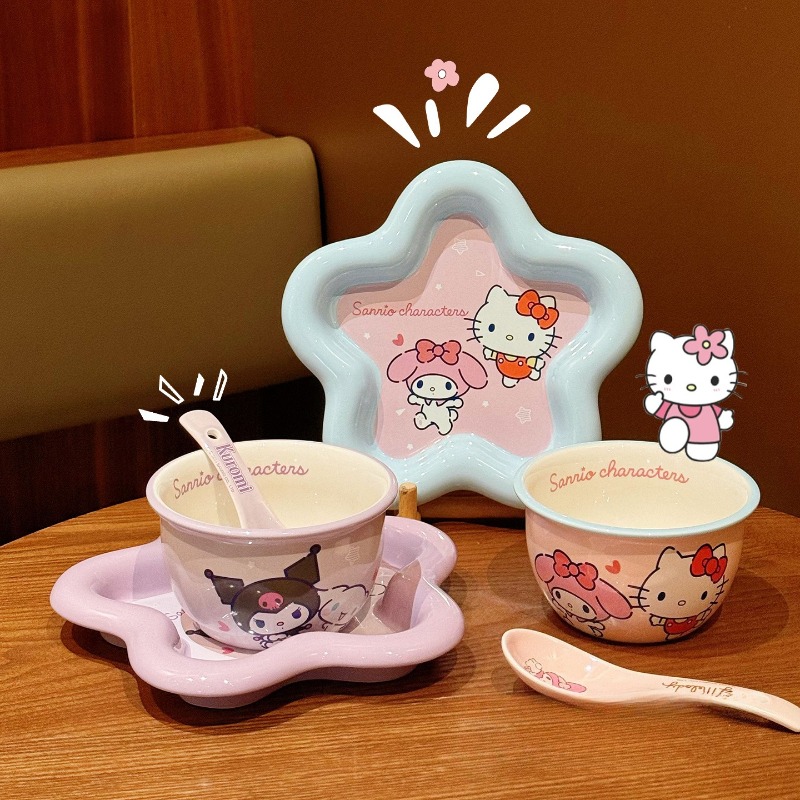Cartoon Cat Print Ceramic Dinn - огляд і ціна Women Accessories Combo